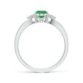 thumbnail image 2 of ANGARA Natural Solitaire Emerald Split Shank Engagement Ring with Trio Diamonds in 14K White Gold for Women (Size-7x5mm) | May Birthstone, Anniversary, Jewelry Gift for Women | Natural Emerald Ring, 2 of 10