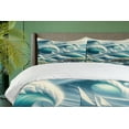 thumbnail image 4 of Ambesonne Nautical Duvet Cover Set, Swirling Huge Waves Boat, King, Reseda Green Teal and Blue, 4 of 6