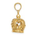 thumbnail image 2 of 14K Yellow Gold Polished Finish 3-Dimensional Beaded Crown Design Charm Pendant, 2 of 5