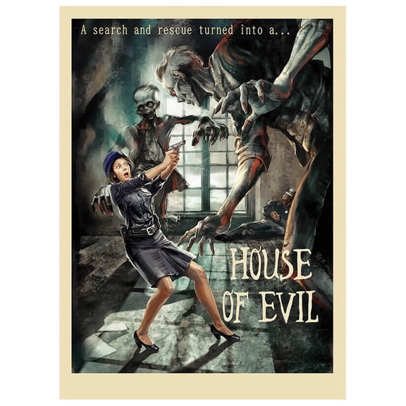 Fantasy North - House of Evil - Retro Vintage Movie Poster - Zombies - 100 Textured Matte TCG Card Sleeves - Fits Magic MTG Commander Pokemon and other Card Games - Playing Card Sleeves