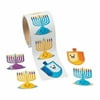 Hanukkah Menorah Candle and Dreidel Stickers - 100 Count