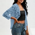 thumbnail image 6 of SDNall Long Sleeve Lace Cardigan For Women, Quarter Sleeve Breathable Mesh Cover Up, Loose Fit Blouse For Daily Wear, Office And Vacation, 6 of 8