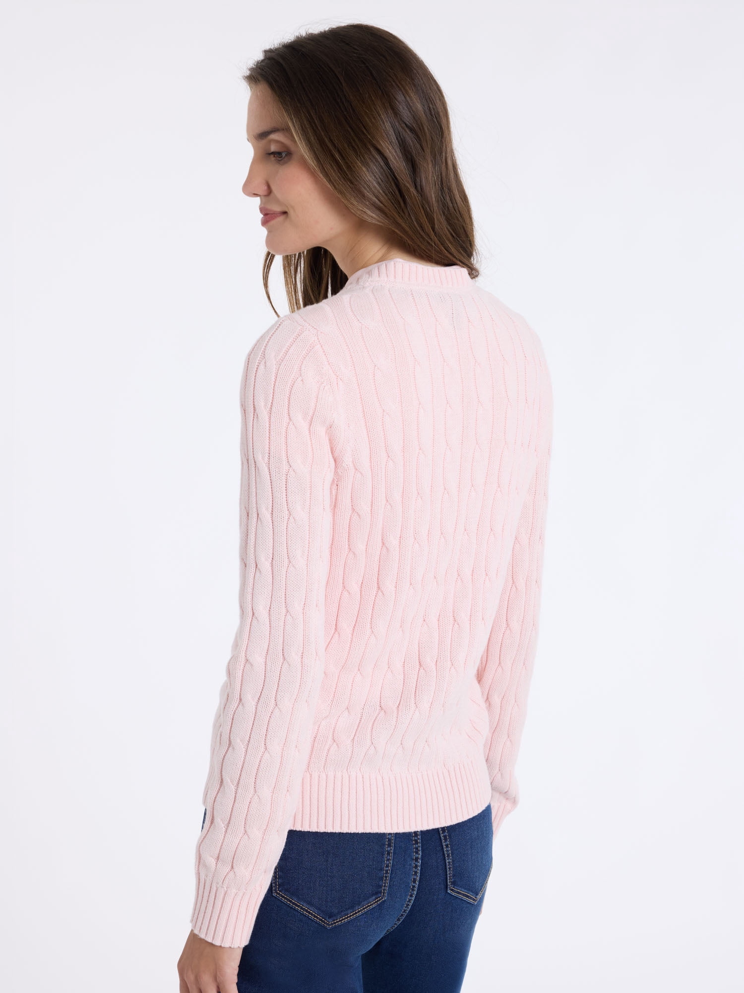 U.S. Polo Assn. Women's Classic Cable Crew Neck Sweater, Sizes XS-XL