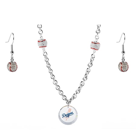Los Angeles Dodgers Crystals from Swarovski Baseball Necklace & Earrings