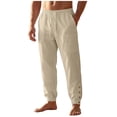 thumbnail image 3 of Men's Cotton Loose Casual Drawstring Elastic Waist Sports Pants, Sweatpants, Joggers, Solid Color with Pockets, Straight Leg Comfort Fit, Quick Dry Breathable, Gym Workout Daily, 3 of 8