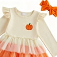 thumbnail image 5 of mgoYE Toddler Girls Halloween Dress Orange Pumpkin Tiered Dress Long Sleeve Dresses Tutu Outfits(Orange,12-18 Months), 5 of 7