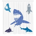 thumbnail image 3 of Ambesonne Indigo Shower Curtain, Grunge Sharks Wildlife, 69"Wx75"L, Royal Blue, 3 of 5