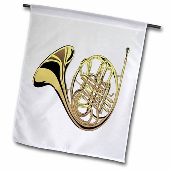 3dRose, Large Gold French Horn, 18 x 27 inch Garden Flag