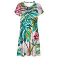 thumbnail image 4 of Pisexur Robes d'Été pour Femmes Mode Col Trou de Serrure Robe Midi Décontractée Slim Manches Courtes Robe Tunique Imprimé Floral Boho Élégante Taille Haute Longueur Genou Robe de Plage Vacances, 4 of 5