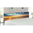 thumbnail image 2 of Ocean Headboard, Cloudscape over the Sea Honeymoon Travel Destination Sunrise Panoramic Shot, Upholstered Decorative Metal Bed Headboard with Memory Foam, King Size, Blue Yellow Brown, by Ambesonne, 2 of 4