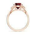 thumbnail image 2 of ANGARA Lab Grown Nature Inspired Ruby Crossover Ring with Leaf Motifs for Women in 14K Rose Gold (Size-8mm) | July Birthstone Jewelry for Her | Lab-Grown Ruby Engagement Rings, 2 of 7