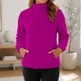 thumbnail image 6 of Smsaxvxz Women's Full Zip Soft Polar Fleece Jacket Fashion Solid Outdoor Recreation Coat Lightweight Winter Fall Outerwear Red XS, 6 of 9