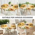 thumbnail image 7 of Sunflower Floral Pattern Round Fitted Tablecloth with Elastic Hem, Water-Resistant Polyester, Fits 44-52" Tables, 7 of 7