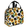 thumbnail image 2 of Fotbe Cute Cow Print Sunflower C Bolsa Térmica con Estampado y Forro de Aluminio Grueso Bolsa de Almuerzo con Bolsillo Frontal para Hombres y Mujeres, Ideal para Trabajo, Escuela, 2 of 8