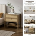 thumbnail image 6 of SICOTAS Nightstand for Small Spaces, Rattan Night Stands with 2 Drawers and Storage Shelf, Boho Bedside Table End Table for Bedroom Living Room Hallway,Cherry Oak, 6 of 11
