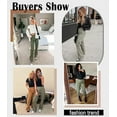 thumbnail image 3 of Pants for Women. MesaSe Women's high-waisted overalls Broadleg casual pants 6 pocket army pants, 3 of 7