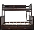 thumbnail image 3 of TBWYF Twin Over Full Bunk Bed with Two Storage Drawers for Bedroom Furniture Espresso, 3 of 8