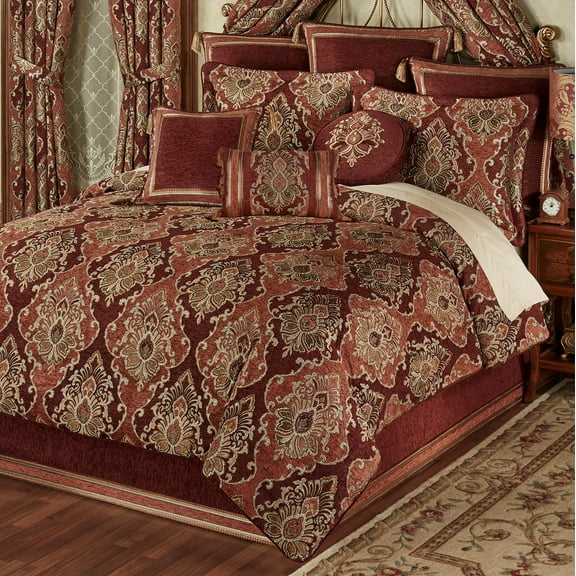 Ravenna Woven Jacquard Damask Chenille Multi Warm Comforter Set Comforter Set Queen