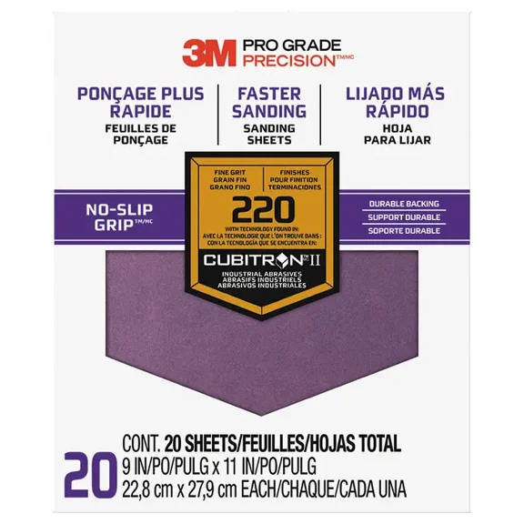 3M Pro Grade 9"x11" G No-slip Sandpaper (20 SHTS/PK)