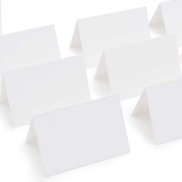 EcoNesxp 50pcs White Blank Place Cards 75" 5" Textured Table Cards Tent Cards Wedding Banquet Dinner Seating Cards