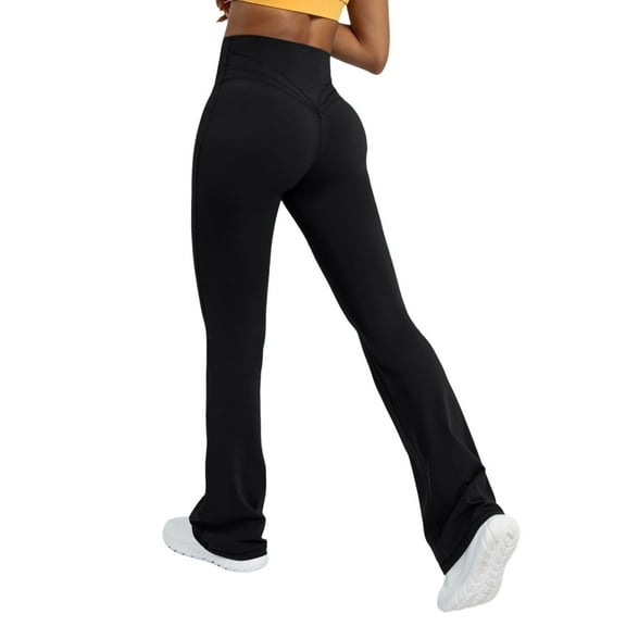 Women's Flare Yoga Pants - High Waisted Leggings, Bootcut Workout Casual Pants, 80% Polyester 20% Spandex, Solid Color Design