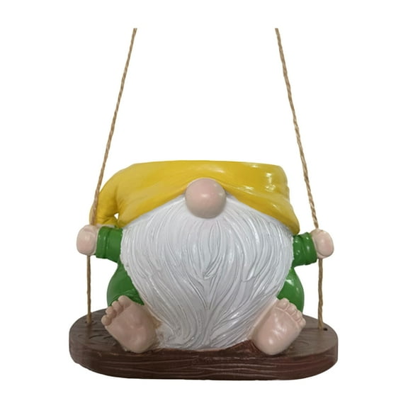 Lilixerw Swing Gnomes Planter Cute Hanging Planter,Resin Cute Flower Pots with Drainage Hole,for Indoor Outdoor Plants Head Succulent String of Pearls Mother Gift Ideas