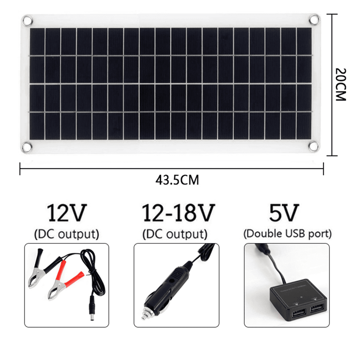 2X 1000W Solar Panel 12-18V Solar Cell Solar Panel for Phone RV Car MP3 PAD Charger Outdoor Battery Supply B