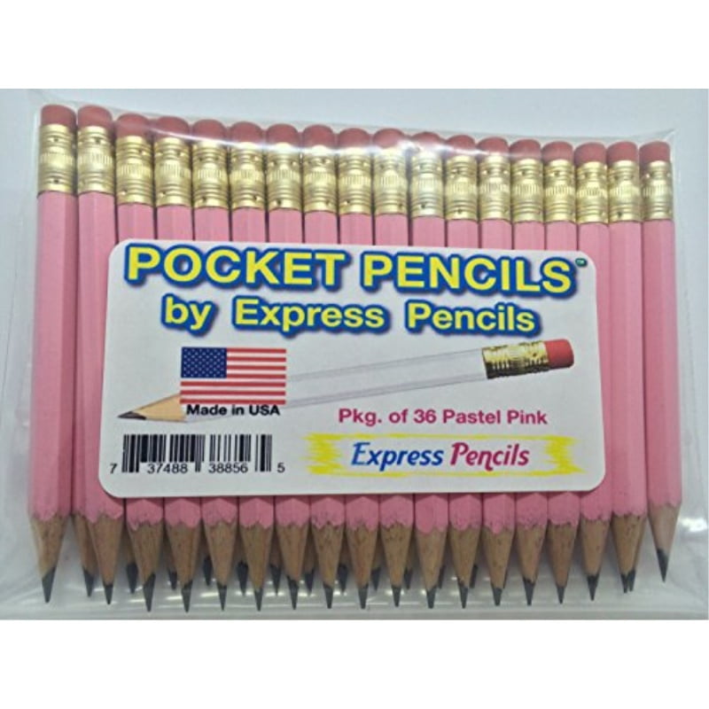 Color Golf White Mini Short Small Classroom Non Toxic 2 Pencil Hexagonal Half Pencils with Eraser Pkg of 36 Pocket Pencils Pew Sharpened 