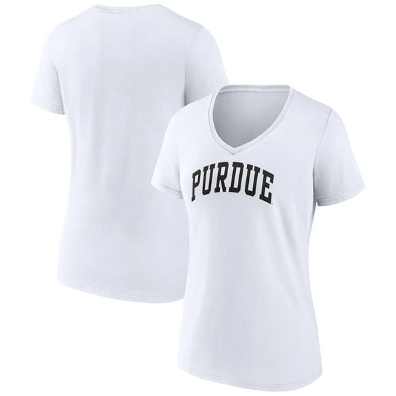 Women's White Purdue Boilermakers Basic Arch V-Neck T-Shirt