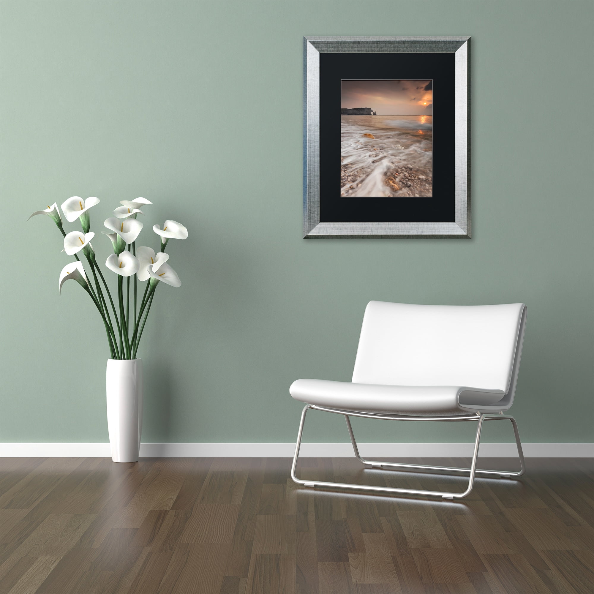 Trademark Fine Art "Etretat" Canvas Art by Mathieu Rivrin Black Matte, Silver Frame