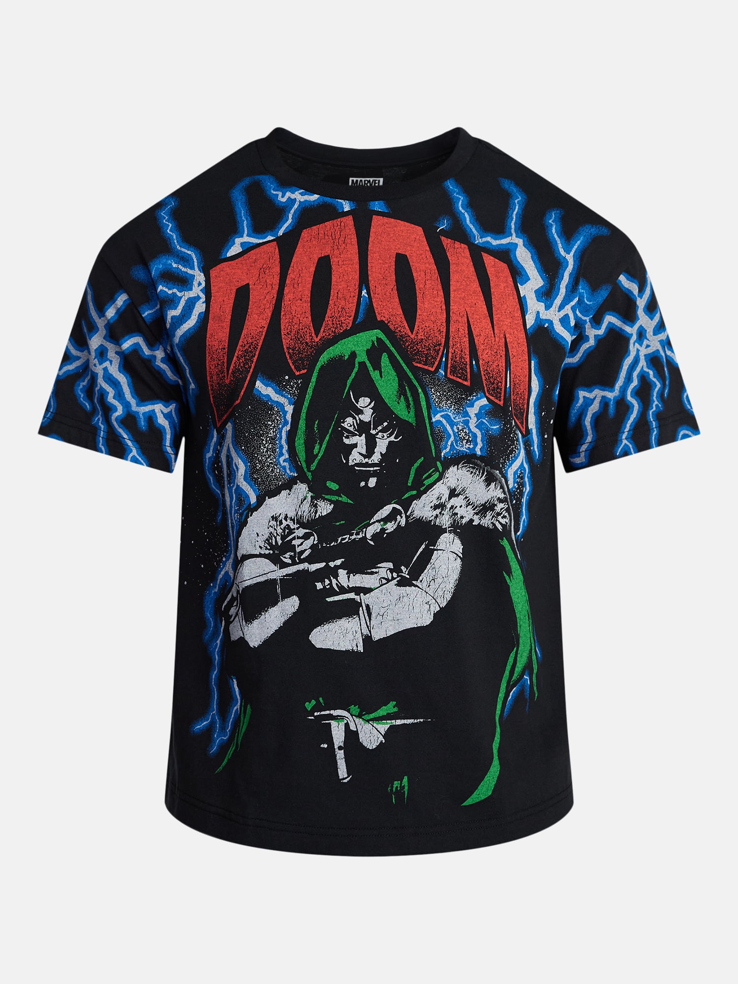 Marvel Dr. Doom Men's and Big Men's Front Back Graphic Oversized Tee with Short Sleeves, Sizes XS-3XL
