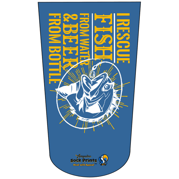 Amputee Sock "I rescue fish n beer V1" 3PLY Residual Wound, Over Shrinker Sock