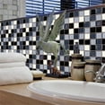 thumbnail image 4 of Peel and Stick Backsplash 10-Sheet 4"x4" Self Adhesive Mosaic Stick on Backsplash for Kitchen Marble Tile Sticker for Bathroom Kitchen Laundry Room Camper Shower Black, 4 of 9