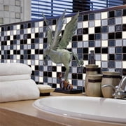Peel and Stick Backsplash 10-Sheet 4x4 Self Adhesive Mosaic Stick on Backsplash for Kitchen Marble Tile Sticker for Bathroom Kitchen Laundry Room Camper Shower Black