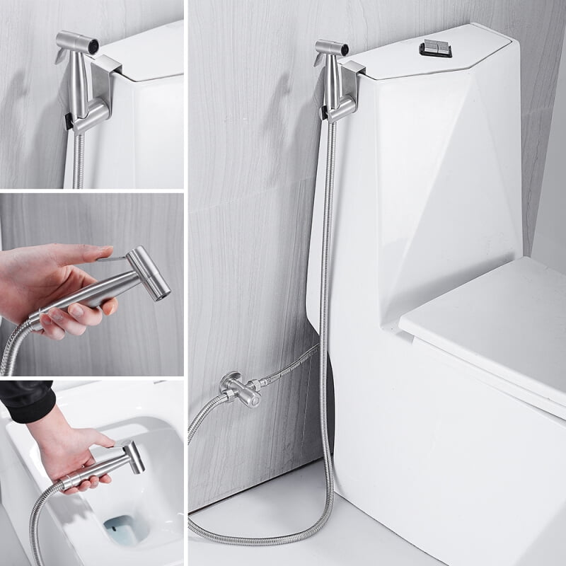 BIDET SHATTAF DOUCHE SPRAY CHROME HYGIENIC TOILET SHOWER HEAD HOSE SET MUSLIM