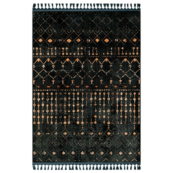 Prisha Modern Black Bamboo Area Rugs for Living Room Washable Rugs Boho Moroccan Area Rug Soft Neutral Geometric Bohemian Distressed Indoor Rug for Bedroom Dining Room Office Nonslip Rug