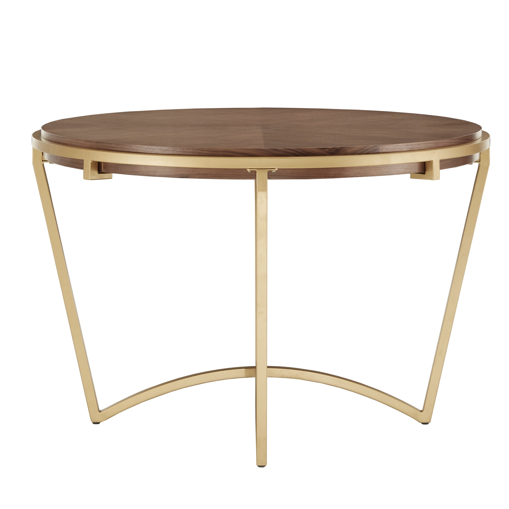 Weston Home Alannis Natural Finish Dining Table With Gold Metal Base