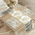 thumbnail image 2 of Ambesonne Flowers Table Runner & Placemats, Floral Roses Vector, Placemat 4 pcs + Runner 14"x72", White and Beige, 2 of 2