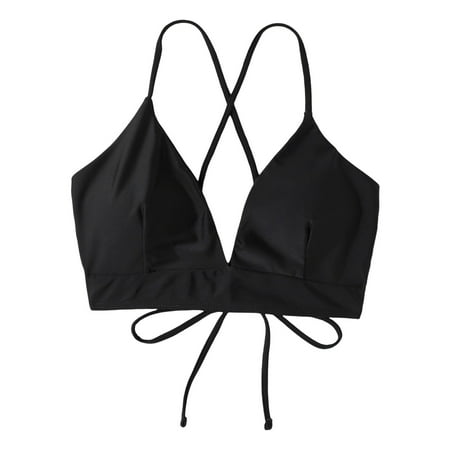 

Womens Bra 2023 New Black Split Swimsuit Single Top Lace Up Backless Bras
