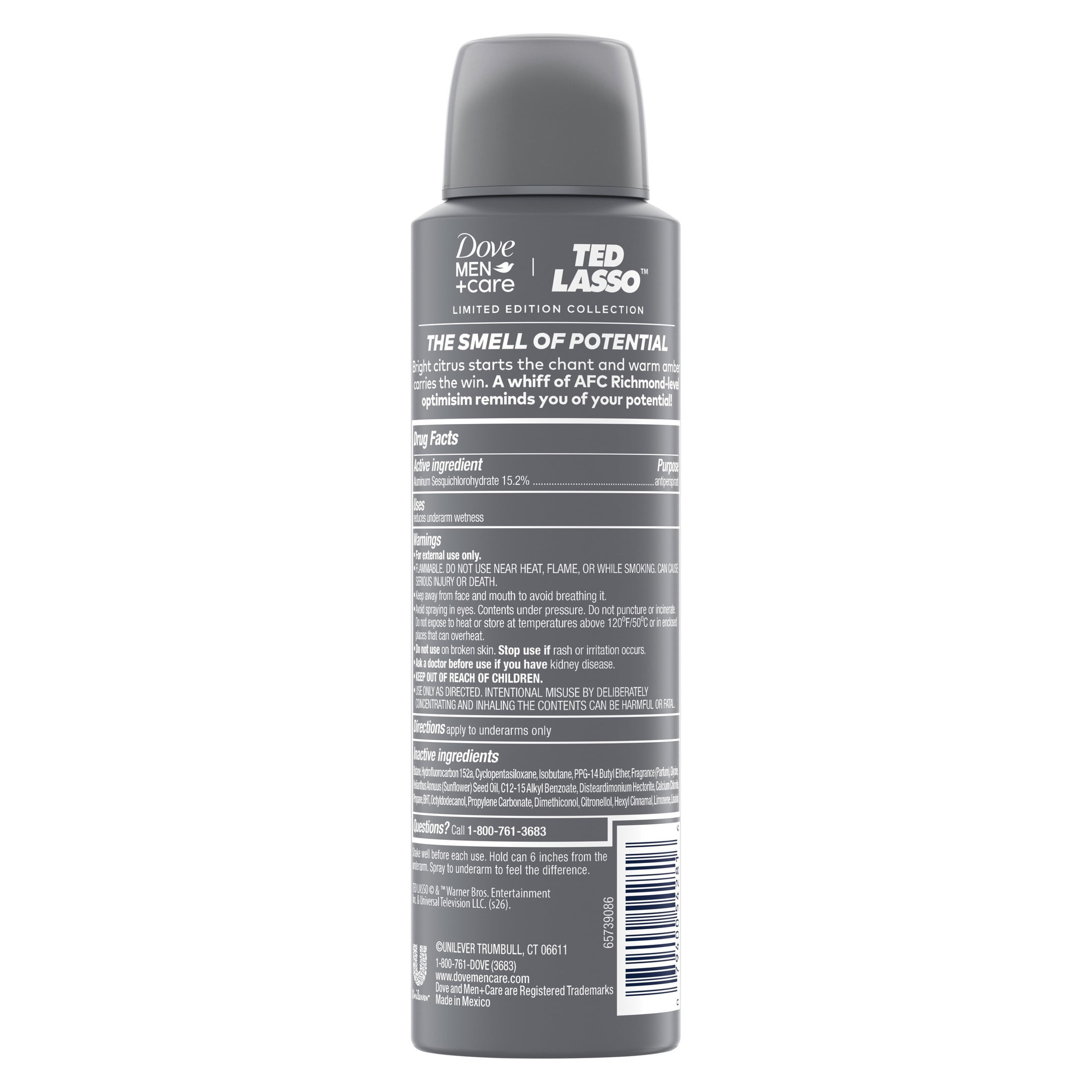 Dove Men+Care Ted Lasso Limited Edition Dry Spray Antiperspirant For 72H Protection I Believe In Believe Neutralizes Odor And Sweat, 3.8 oz