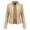 Beige, variant on Women's Red and Black Leather Jacket with Stand-Up Collar - Slim Fit Zipper Detail Casual Outerwear