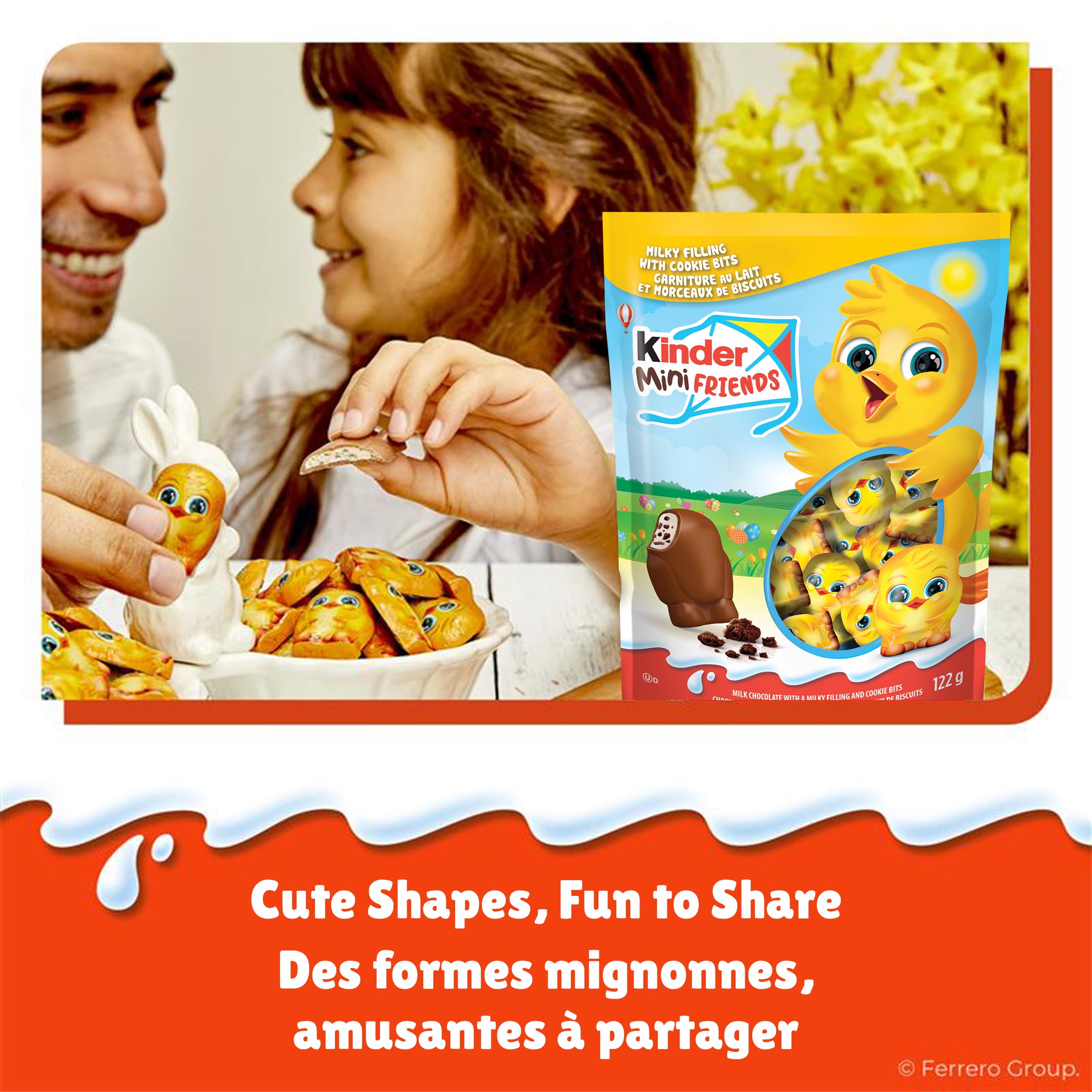 KINDER® Mini Friends, Milk Chocolate with a Milky Filling and Cookie Bits, 122g, Easter Candy