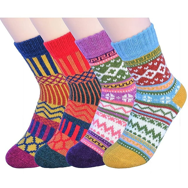 Calcetines redondos de invierno JOYCA & CO. De 3 a 5 pares de lana y algodón para mujer