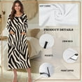 thumbnail image 6 of Xoenoiee Zebra Stripe Print Zipper Robes for Women Long Sleeves Housecoat Soft Nightgowns Sleepwear Comfy House Dresses with Pockets, 3XL, 6 of 7