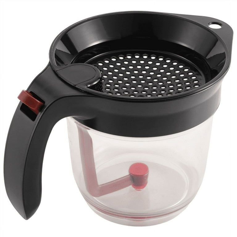 1000ml Oil Separator Measuring Cup and Strainer with Bottom Release, Black