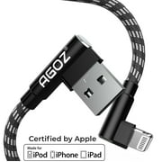 AGOZ Apple MFI Certified 6ft L-Shape 90 Lightning Cable Fast Charger Cord for iPhone 14, 14 Pro, 13, 12 Pro Max, iPhone 12 Mini, iPhone 11 Pro, iPhone Xs MAX, XR, X, XS, SE, iPhone 8 Plus, 7 Plus