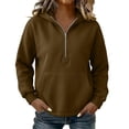 thumbnail image 5 of CHGBMOK Half Zip Hoodies for Women Long Sleeve Drop Shoulder Sweatshirt Loose Casual Pullover with Pocket, 5 of 6