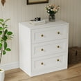 thumbnail image 6 of Heynemo 3-Drawer Nightstand, Wooden Bedside Table with Gold Knobs, Modern Storage Cabinet for Bedroom, Living Room, or Hallway, White, 6 of 9