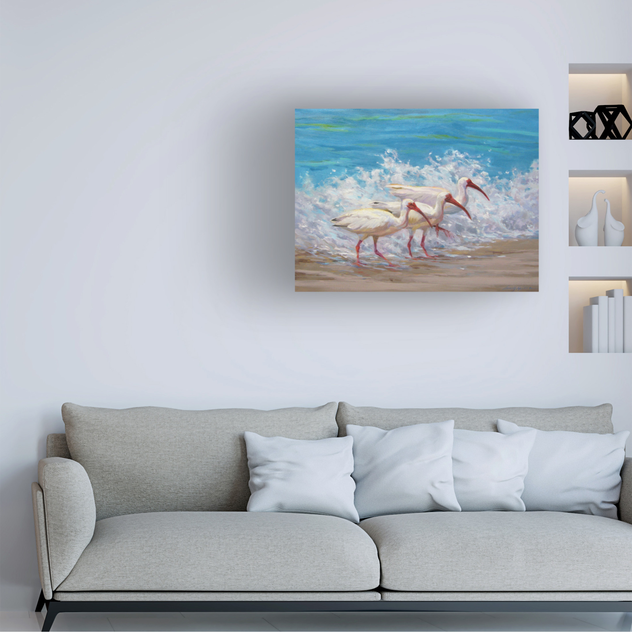 Canvas Wall Art - Sandy Nelson 'Surf Fishing' Wall Art for Living Room, Bedroom, or Office Décor by Trademark Fine Art - 47 x 35 Inches