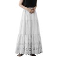 thumbnail image 3 of PBFRDSJ Boho Maxi Skirt for Women Eyelet Embroidery Elastic High Waist A-Line Summer Casual Beach Long Skirt Ruffle Tiered Skater, 3 of 10